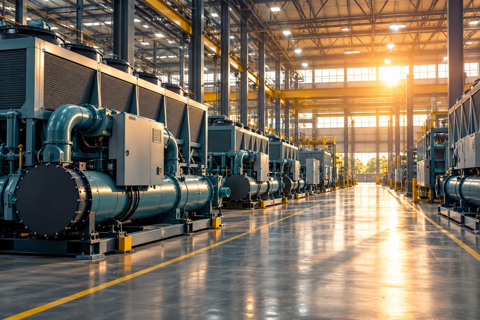 Illustration of a factory and cooling equipment, not the planned Carrier facility.